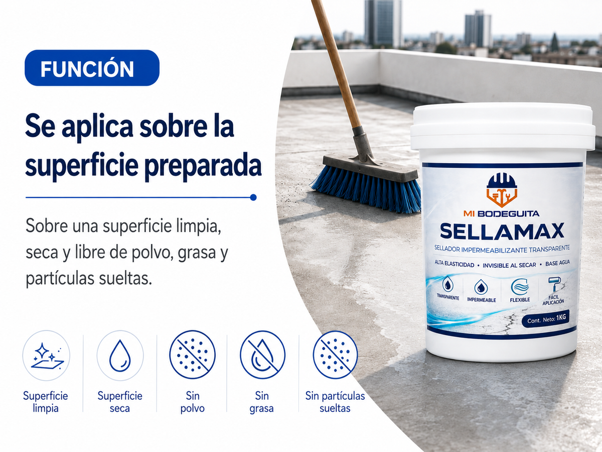 Aplicación de SELLAMAX con cepillo sobre una azotea de concreto ya preparada