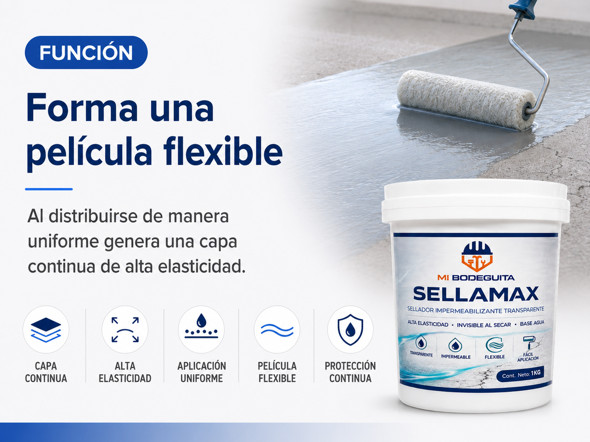 Rodillo extendiendo SELLAMAX hasta formar una capa continua sobre la losa