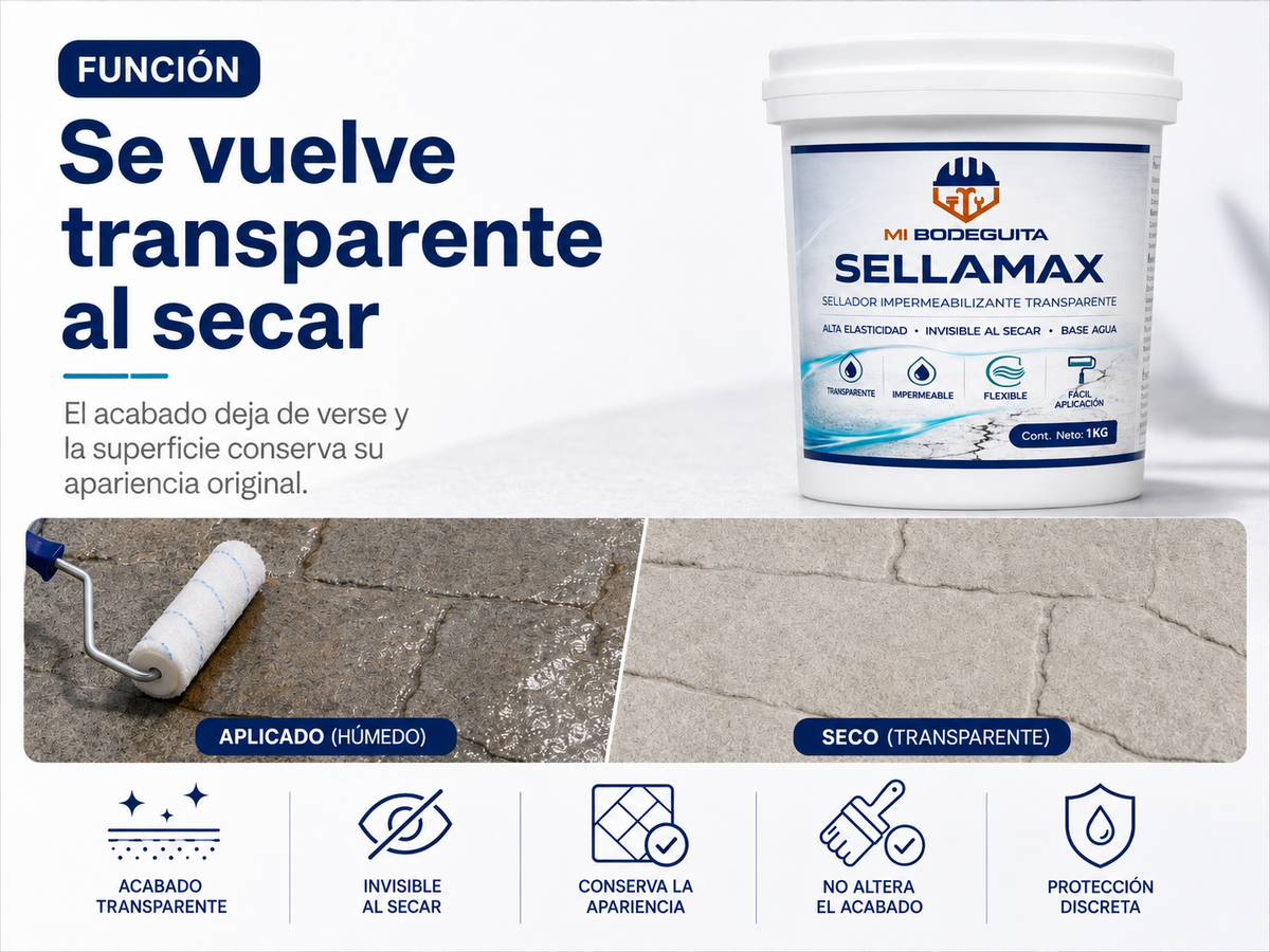 Zona tratada con SELLAMAX mostrando la barrera de protección ya curada